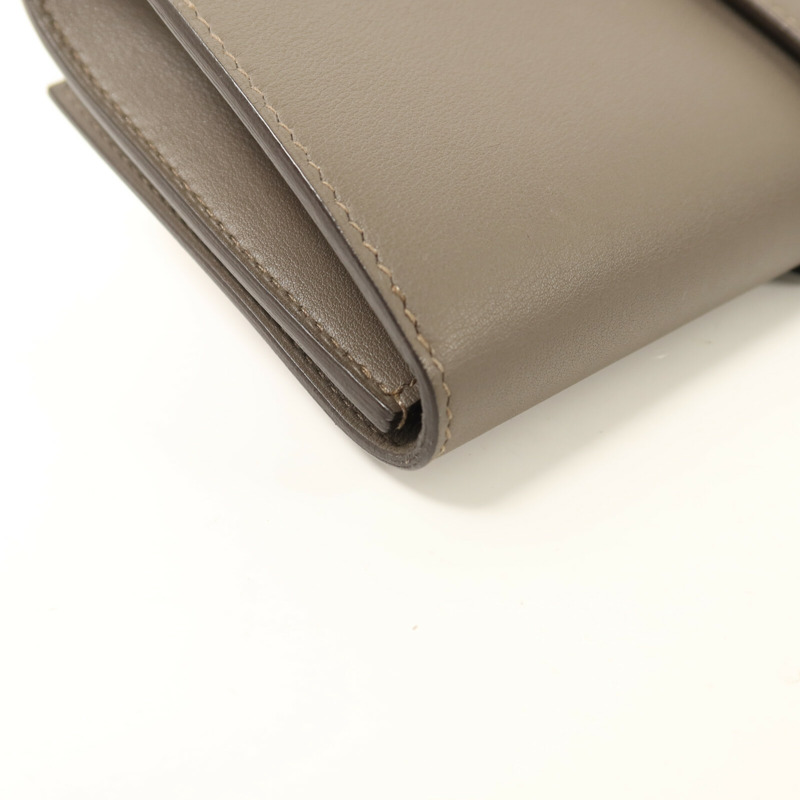 HERMES Swift皮革Medor銀扣手拿包Etain-11