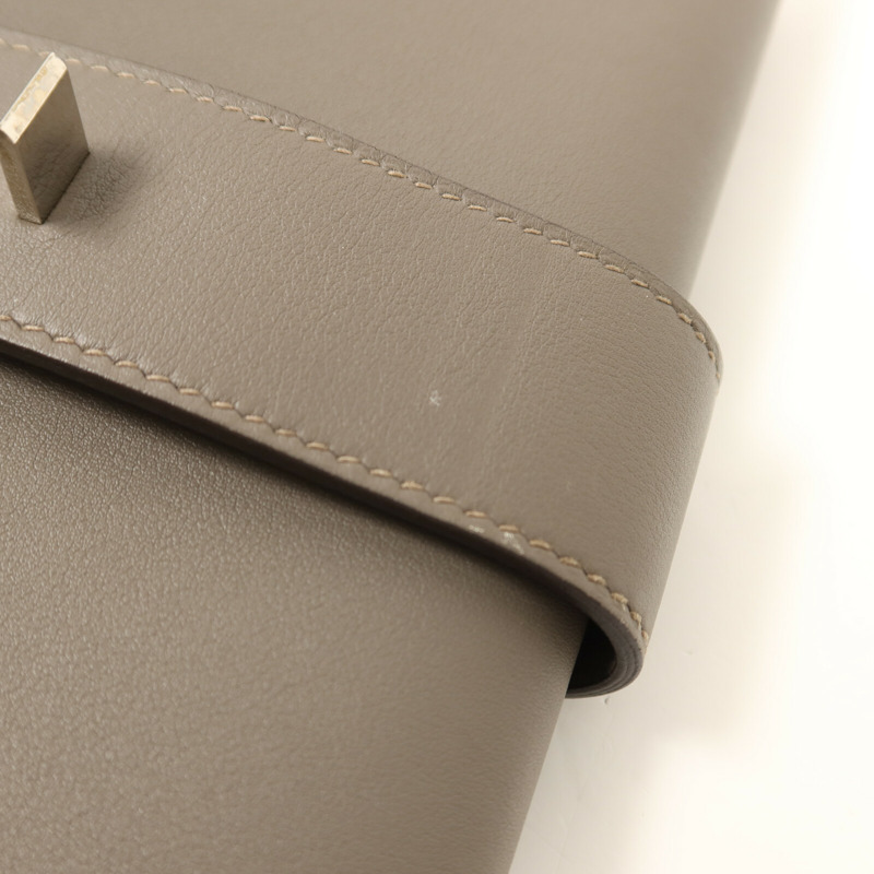 HERMES Swift皮革Medor銀扣手拿包Etain-13