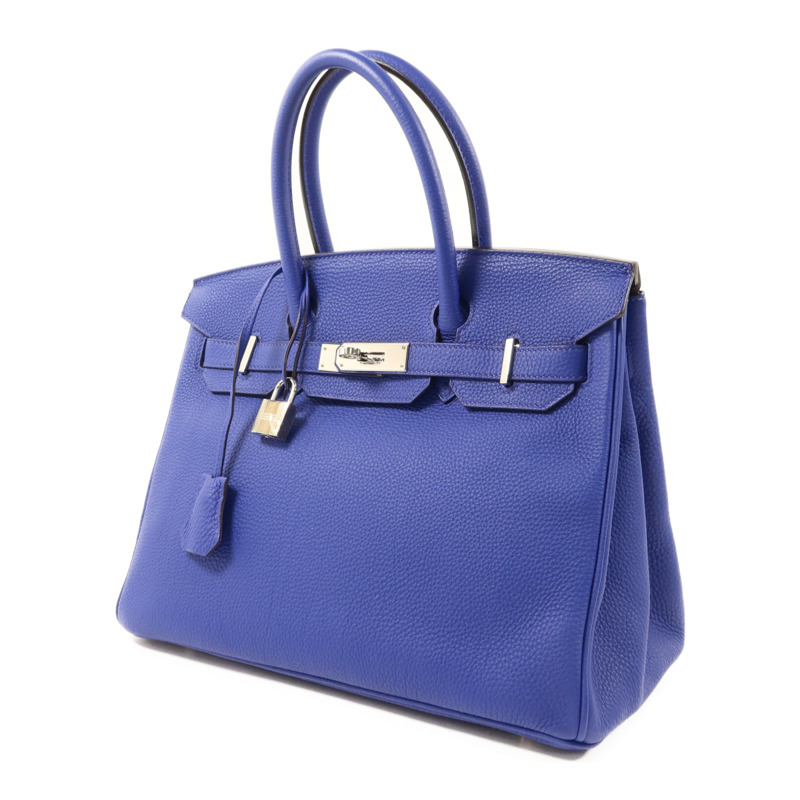 HERMES Togo皮革Birkin 30銀扣手挽袋Bleu Electrique-2