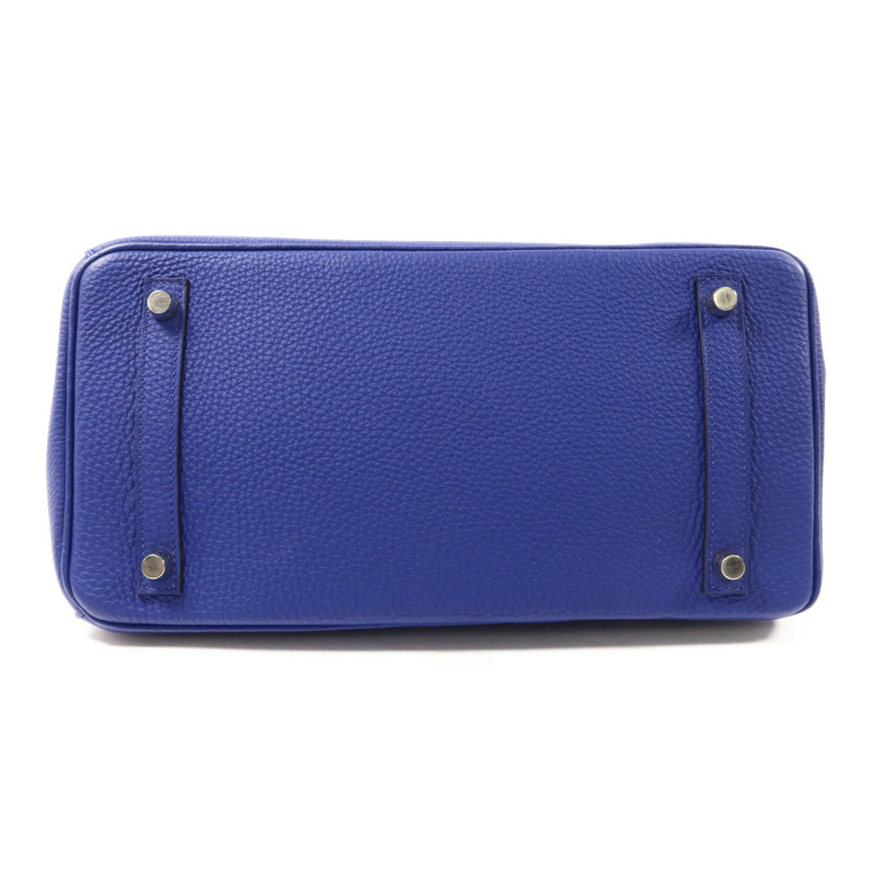 HERMES Togo皮革Birkin 30銀扣手挽袋Bleu Electrique-3