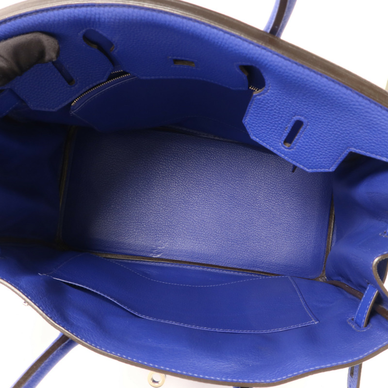 HERMES Togo皮革Birkin 30銀扣手挽袋Bleu Electrique-5