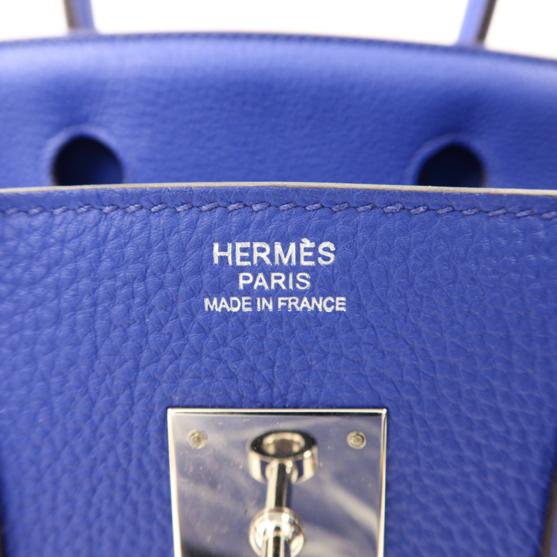 HERMES Togo皮革Birkin 30銀扣手挽袋Bleu Electrique-6