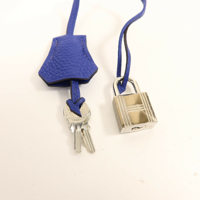 HERMES Togo皮革Birkin 30銀扣手挽袋Bleu Electrique-11