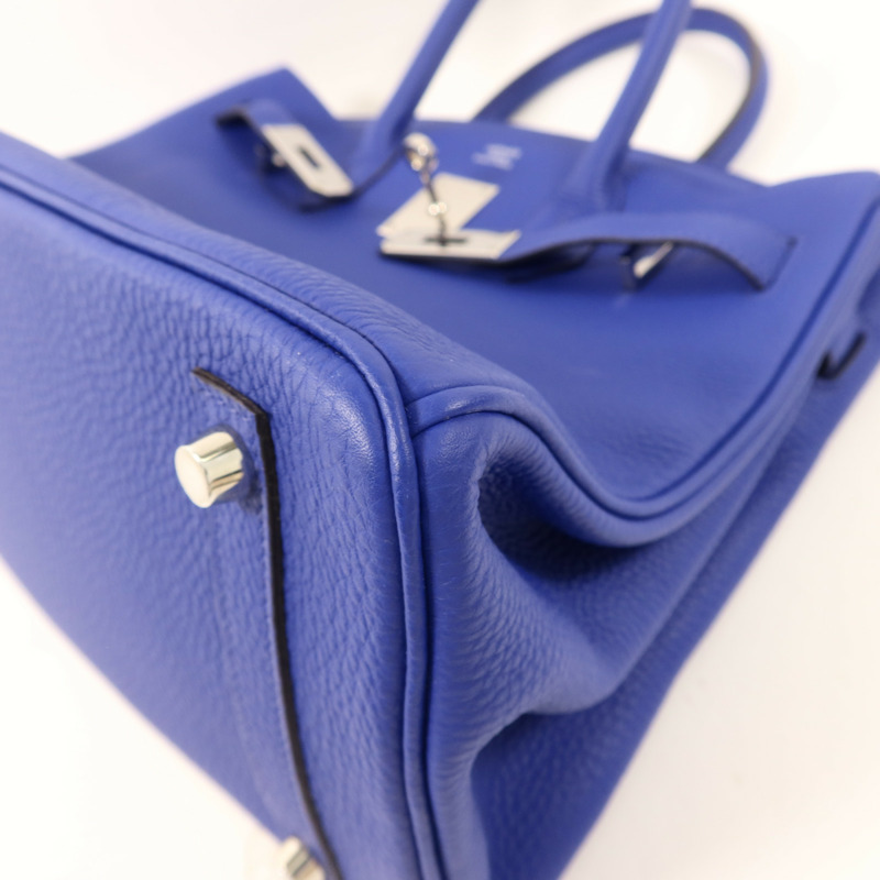 HERMES Togo皮革Birkin 30銀扣手挽袋Bleu Electrique-12