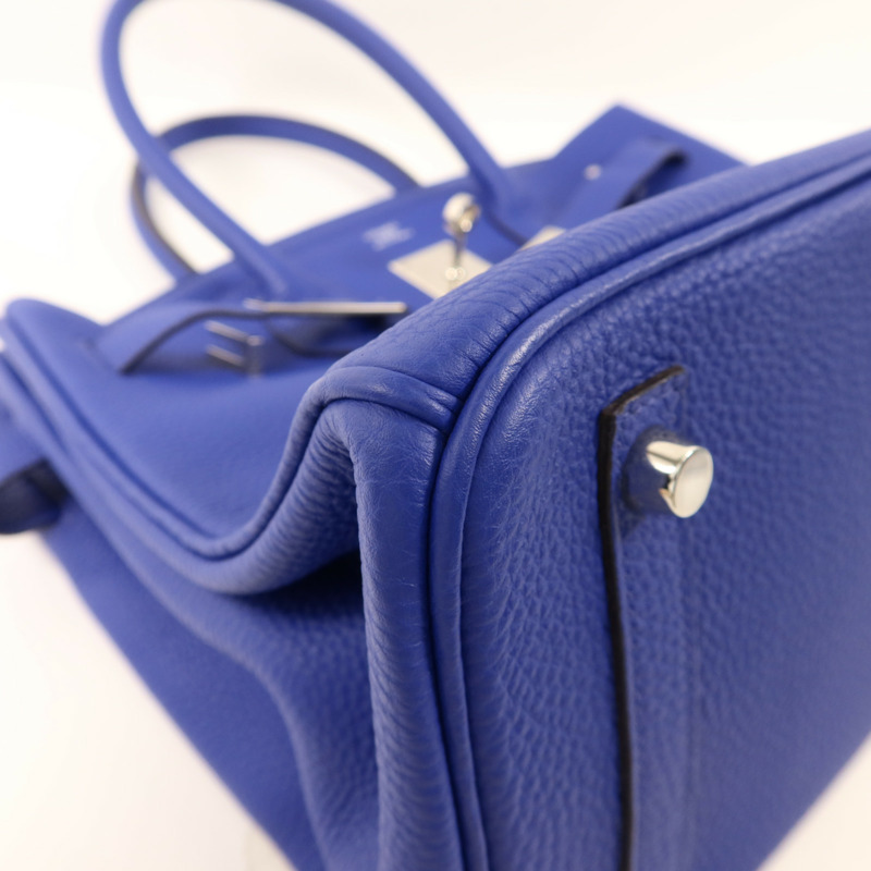 HERMES Togo皮革Birkin 30銀扣手挽袋Bleu Electrique-13
