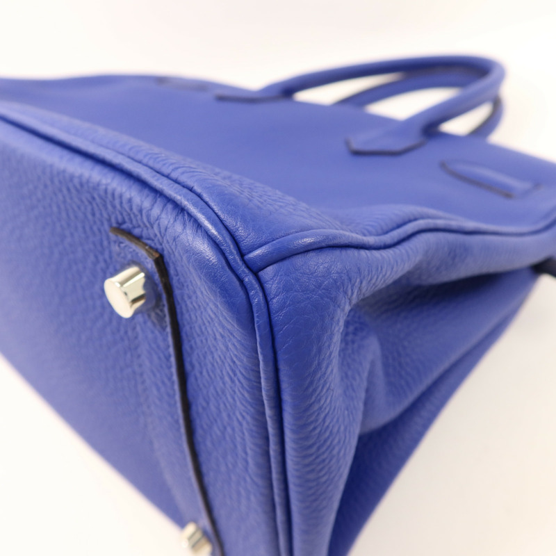 HERMES Togo皮革Birkin 30銀扣手挽袋Bleu Electrique-14