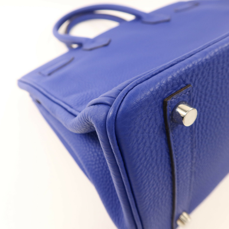HERMES Togo皮革Birkin 30銀扣手挽袋Bleu Electrique-15