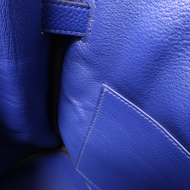HERMES Togo皮革Birkin 30銀扣手挽袋Bleu Electrique-19