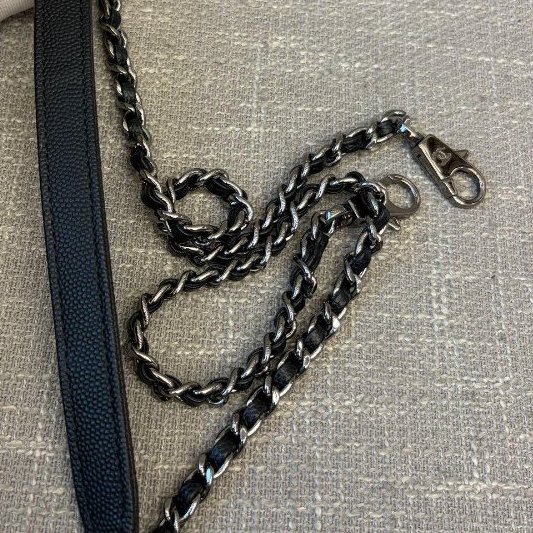 近新品 香奈兒/Chanel Cocohandle小號 黑銀魚子醬V紋 手提包-11