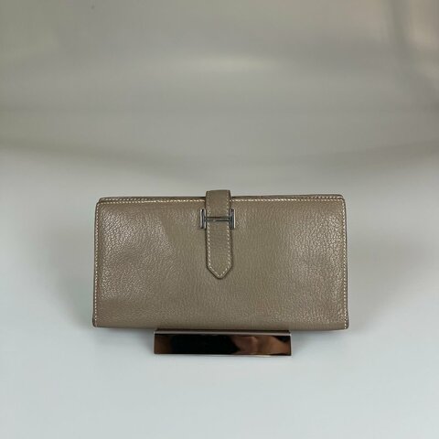 HERMES □N刻 大象灰銀扣BEARN長夾