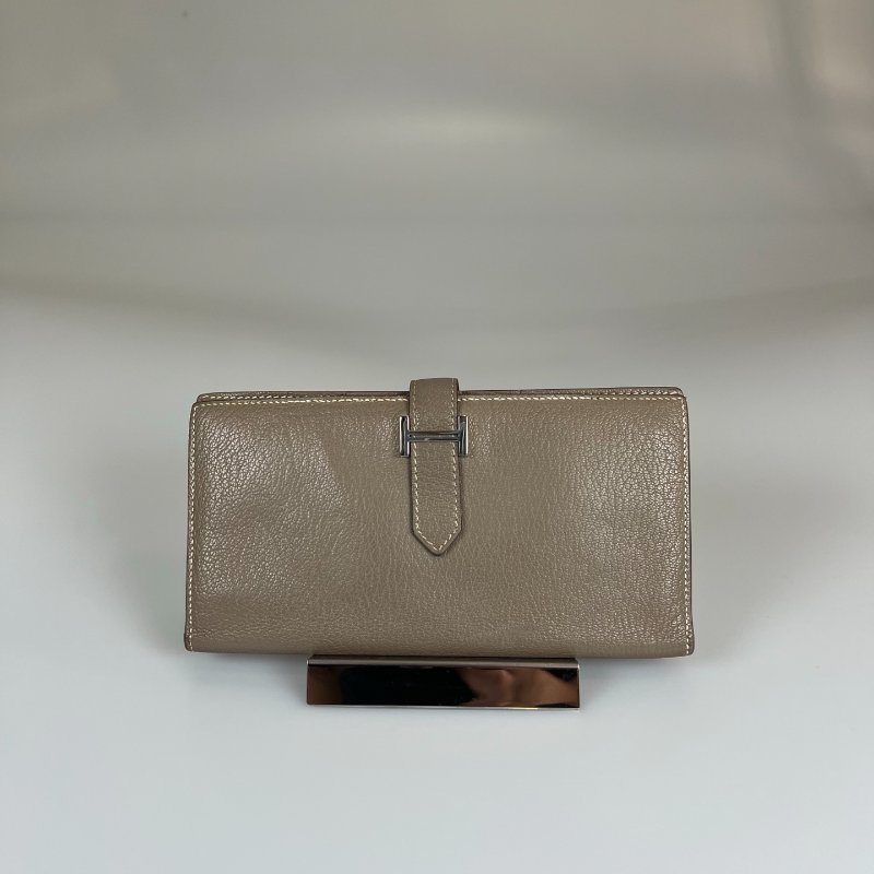 HERMES □N刻 大象灰銀扣BEARN長夾-0