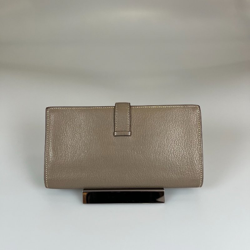 HERMES □N刻 大象灰銀扣BEARN長夾-1