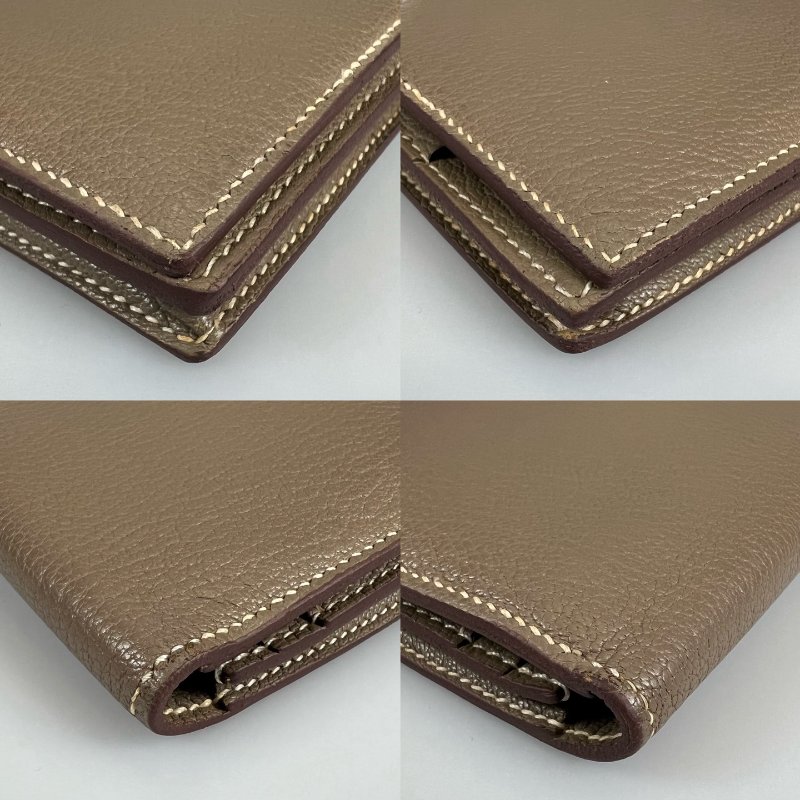 HERMES □N刻 大象灰銀扣BEARN長夾-9