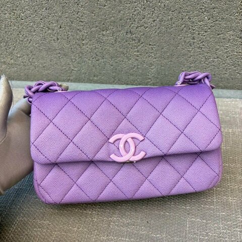 全新品 香奈兒/Chanel 早春度假繫列大Mini 薰紫色漸變鏈條包 芯片款