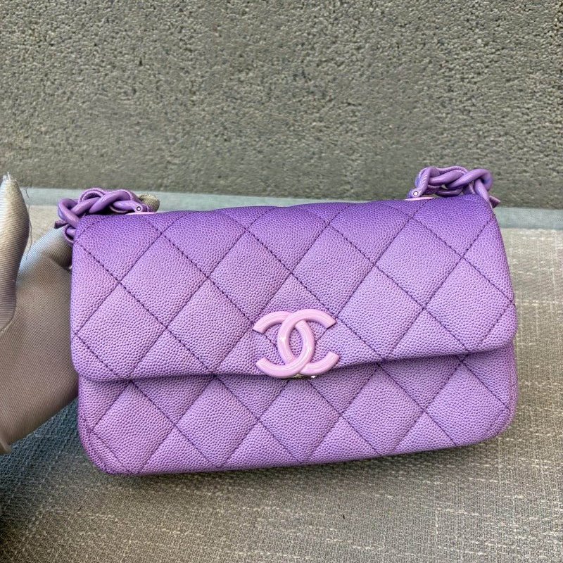 全新品 香奈兒/Chanel 早春度假繫列大Mini 薰紫色漸變鏈條包 芯片款-0
