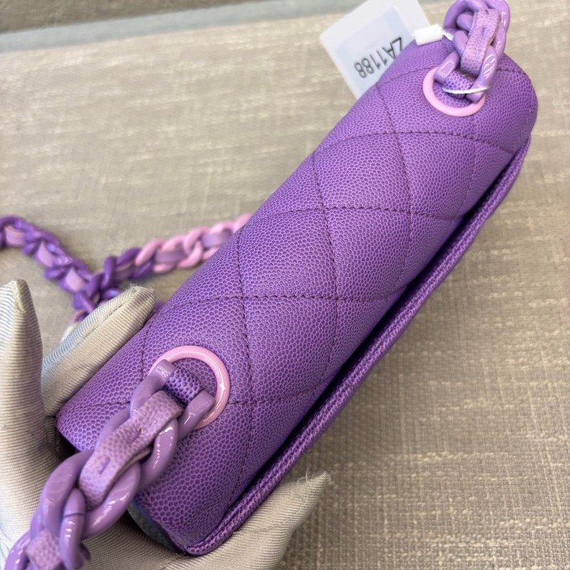 全新品 香奈兒/Chanel 早春度假繫列大Mini 薰紫色漸變鏈條包 芯片款-4