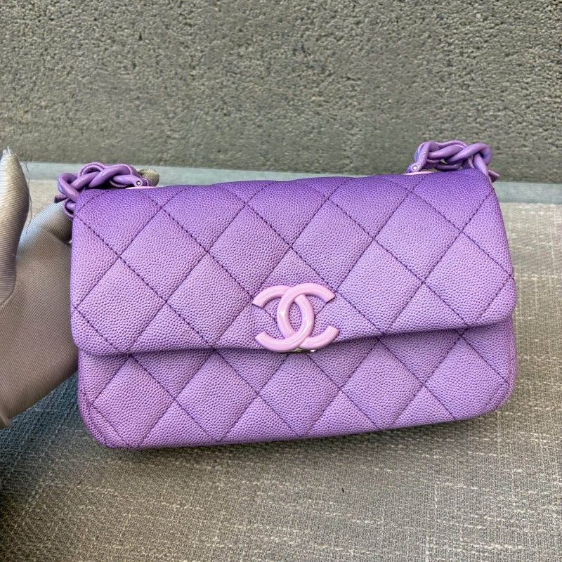 全新品 香奈兒/Chanel 早春度假繫列大Mini 薰紫色漸變鏈條包 芯片款-6