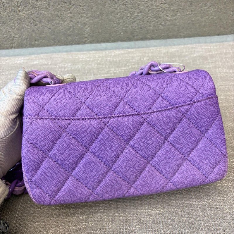 全新品 香奈兒/Chanel 早春度假繫列大Mini 薰紫色漸變鏈條包 芯片款-7