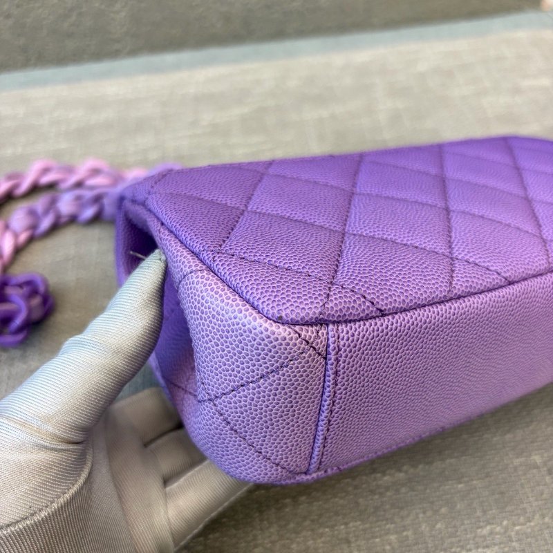 全新品 香奈兒/Chanel 早春度假繫列大Mini 薰紫色漸變鏈條包 芯片款-11