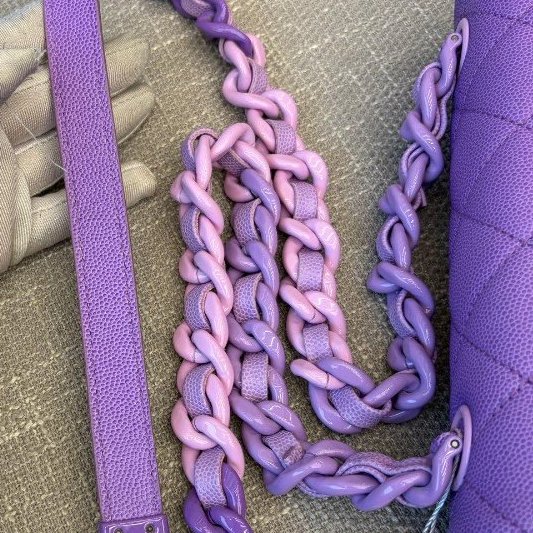 全新品 香奈兒/Chanel 早春度假繫列大Mini 薰紫色漸變鏈條包 芯片款-15