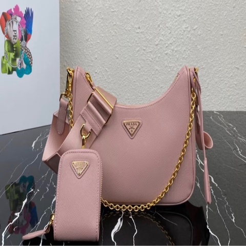 「JL精品代購」極新 Prada 粉色三合一