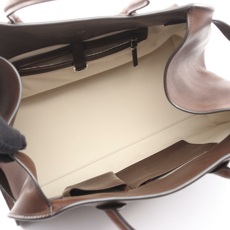 THE ROW Soft Margaux 15 手提包，棕色皮革，二手女款-2