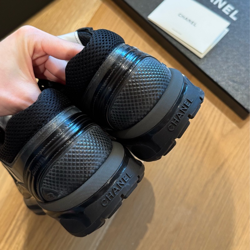 Chanel香奈兒雙c皮革x網面黑運動鞋39.5-14