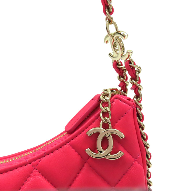 粉色 菱格紋羊皮 HOBO 鍊帶 肩背包 AS3917【CHANEL 香奈兒】 AS3917-7