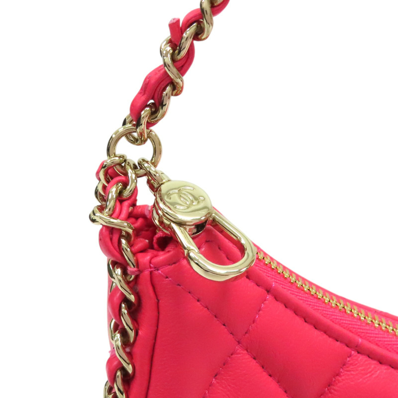 粉色 菱格紋羊皮 HOBO 鍊帶 肩背包 AS3917【CHANEL 香奈兒】 AS3917-8