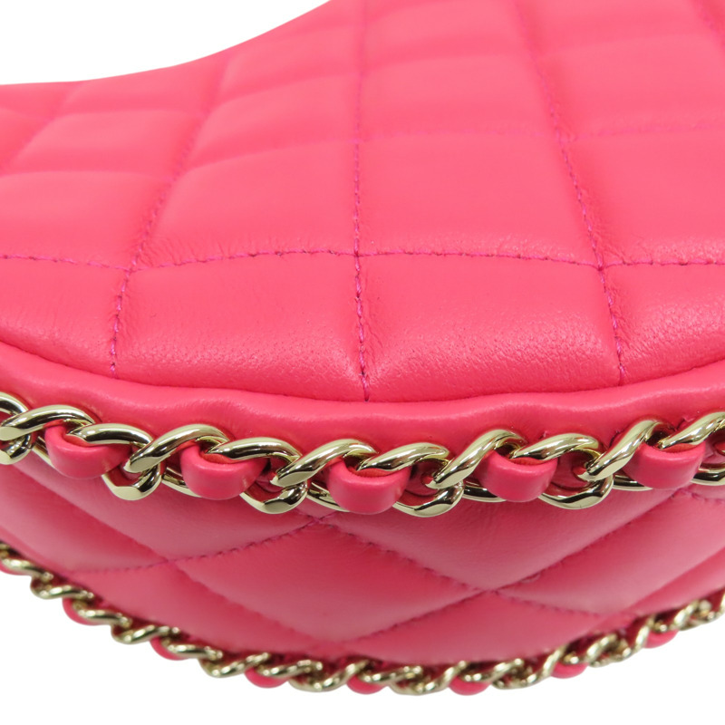 粉色 菱格紋羊皮 HOBO 鍊帶 肩背包 AS3917【CHANEL 香奈兒】 AS3917-10