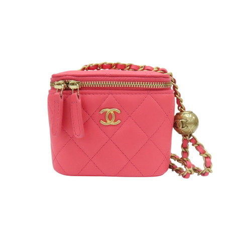 粉色 牛皮 Mini 小方包 肩背包 金扣【CHANEL 香奈兒】 AP1340