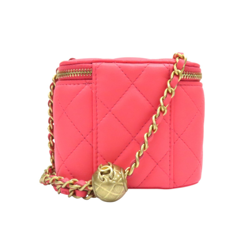 粉色 牛皮 Mini 小方包 肩背包 金扣【CHANEL 香奈兒】 AP1340-1