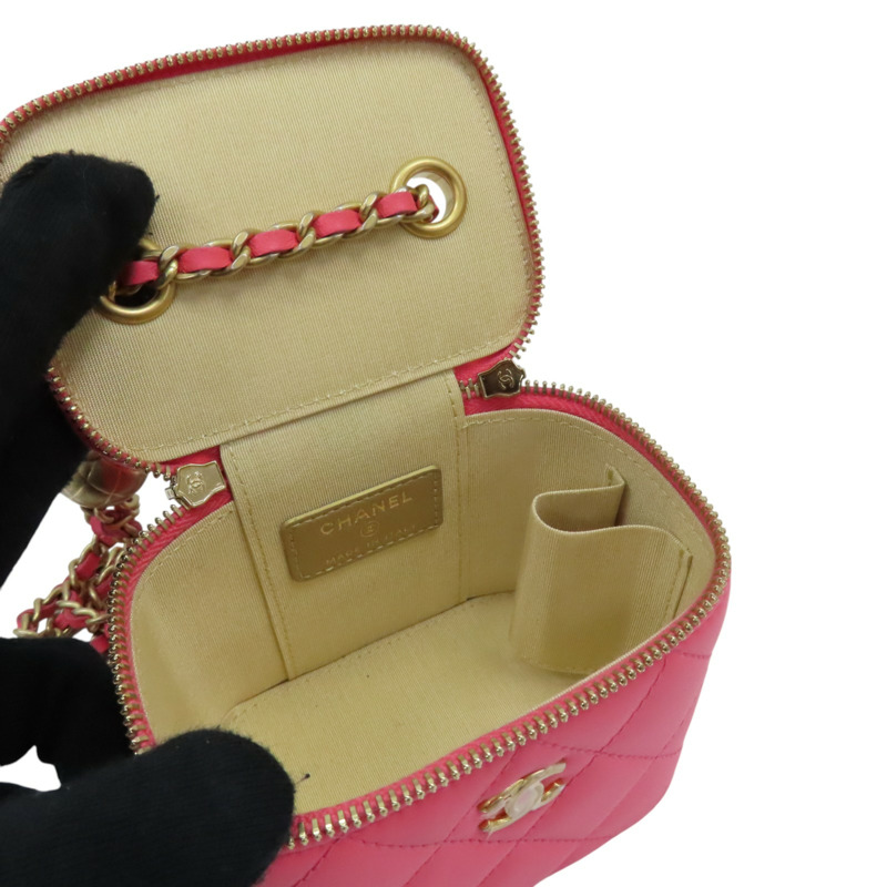 粉色 牛皮 Mini 小方包 肩背包 金扣【CHANEL 香奈兒】 AP1340-4