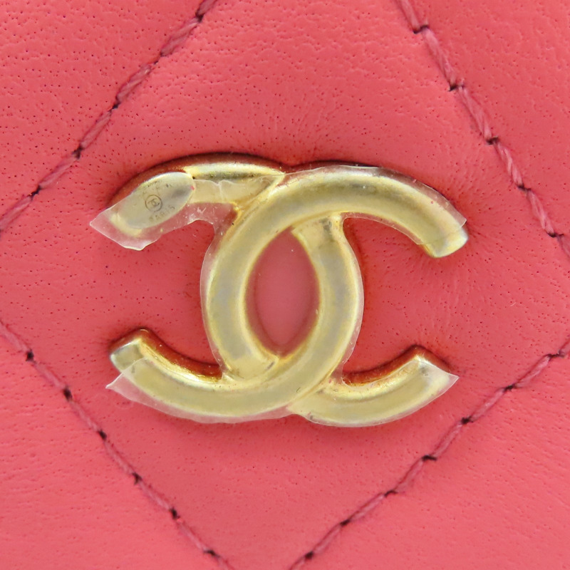 粉色 牛皮 Mini 小方包 肩背包 金扣【CHANEL 香奈兒】 AP1340-5