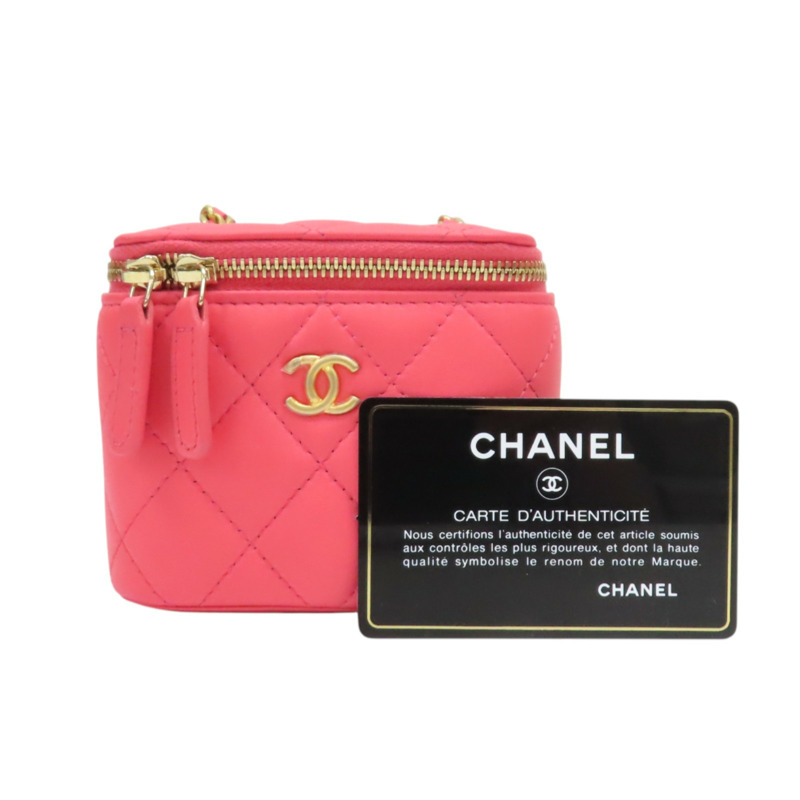 粉色 牛皮 Mini 小方包 肩背包 金扣【CHANEL 香奈兒】 AP1340-8