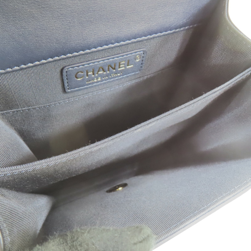 金/深藍色 羊皮 豎版Boy 肩背包【CHANEL 香奈兒】-4