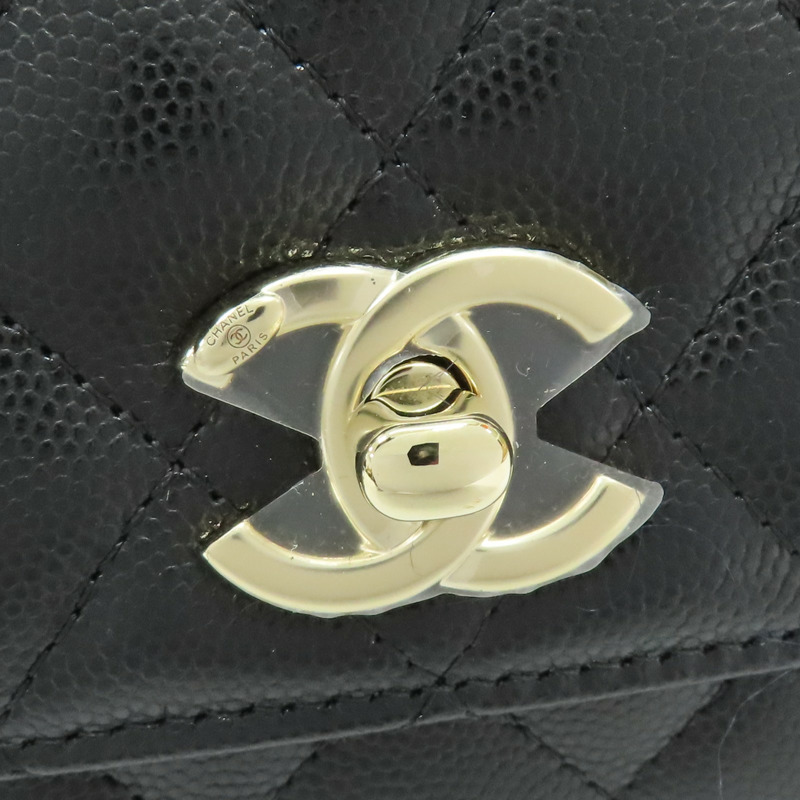 黑色 荔枝紋牛皮 Micro coco handle 兩用包 金扣【CHANEL 香奈兒】 AP4244-6