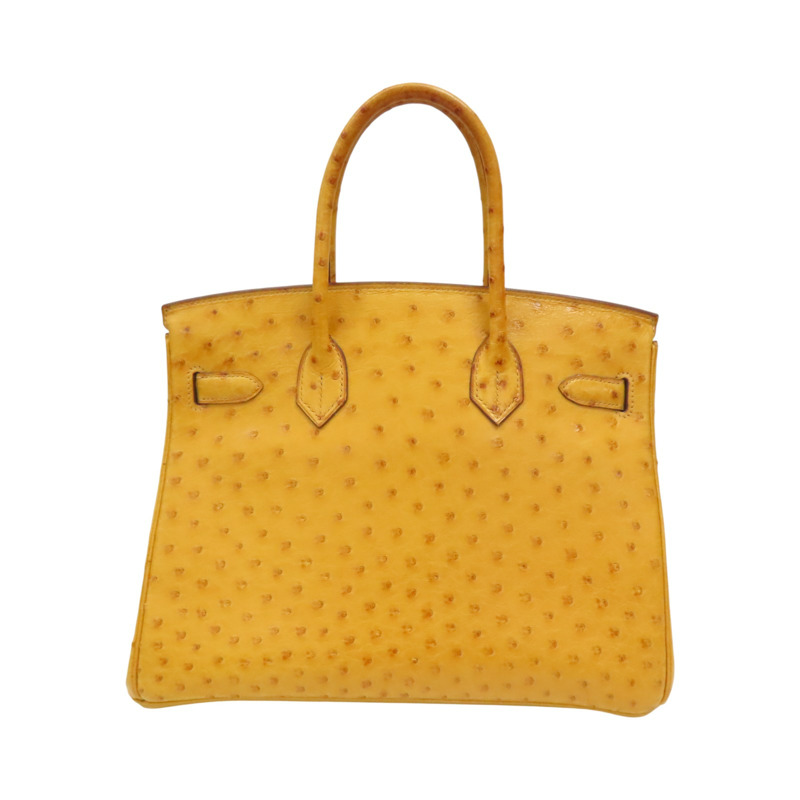 布丁黃 鴕鳥皮 Birkin 30 銀扣 手提包 □K刻【HERMES 愛馬仕】-1