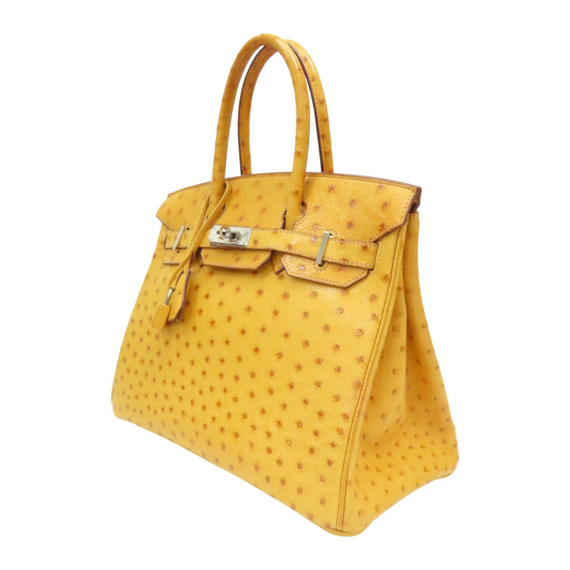 布丁黃 鴕鳥皮 Birkin 30 銀扣 手提包 □K刻【HERMES 愛馬仕】-2
