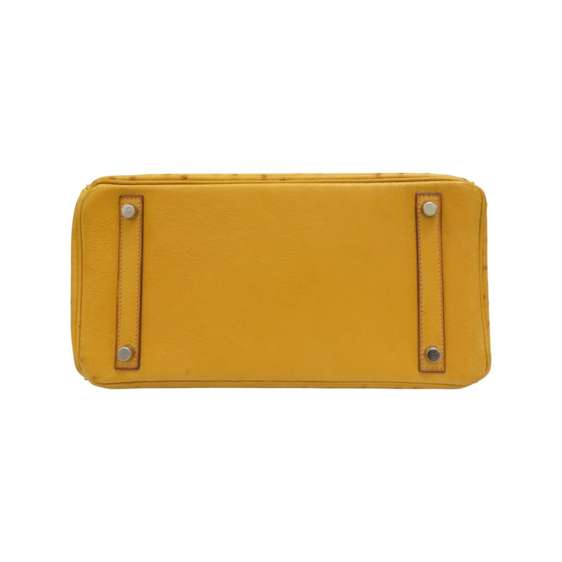 布丁黃 鴕鳥皮 Birkin 30 銀扣 手提包 □K刻【HERMES 愛馬仕】-3