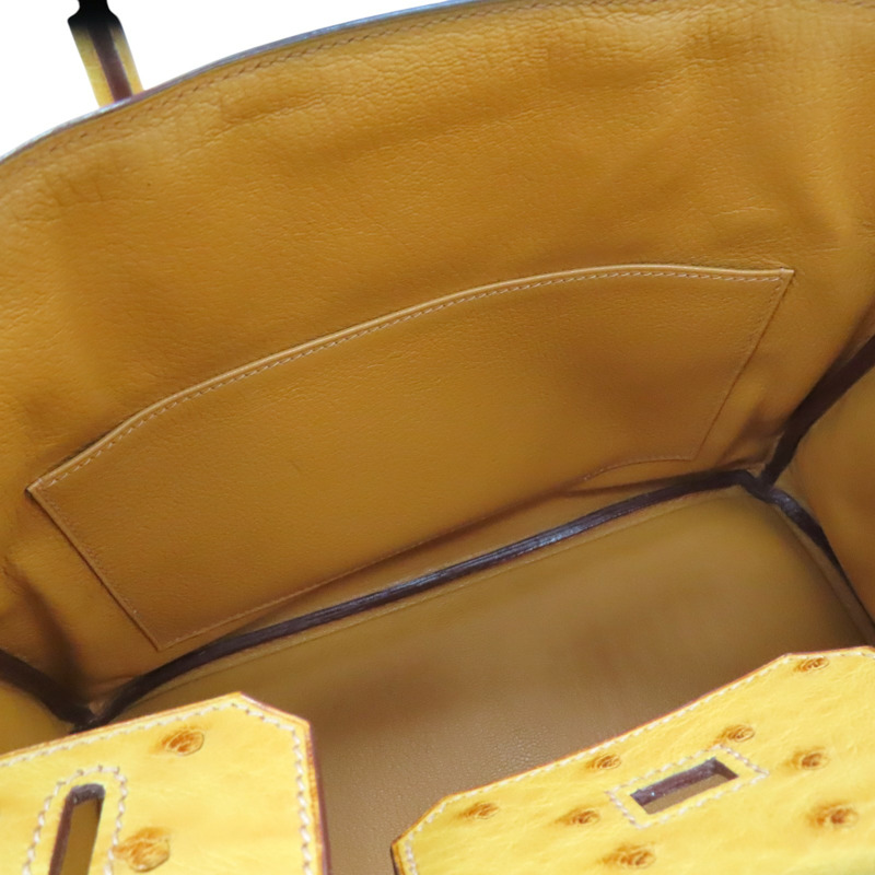 布丁黃 鴕鳥皮 Birkin 30 銀扣 手提包 □K刻【HERMES 愛馬仕】-5