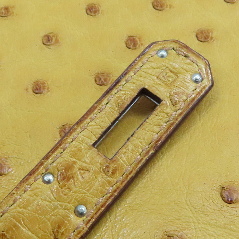 布丁黃 鴕鳥皮 Birkin 30 銀扣 手提包 □K刻【HERMES 愛馬仕】-7