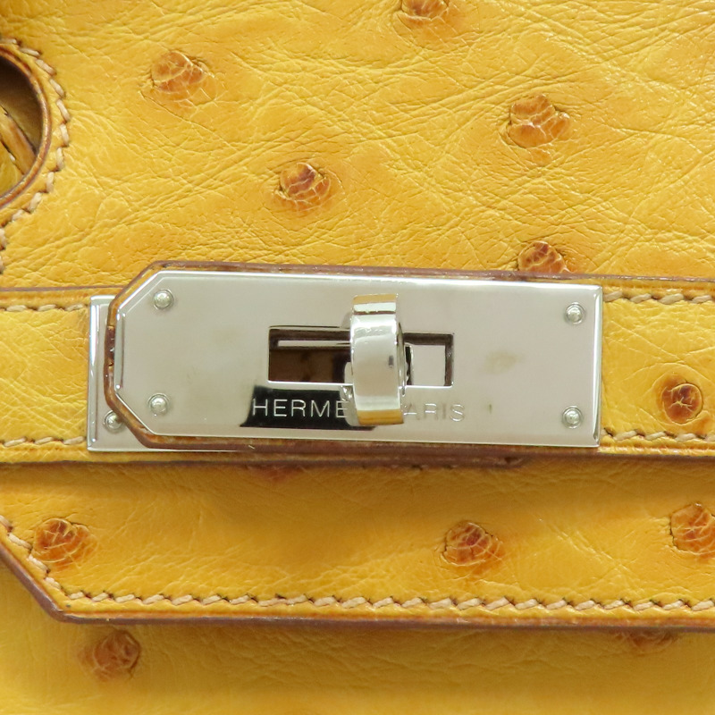 布丁黃 鴕鳥皮 Birkin 30 銀扣 手提包 □K刻【HERMES 愛馬仕】-8