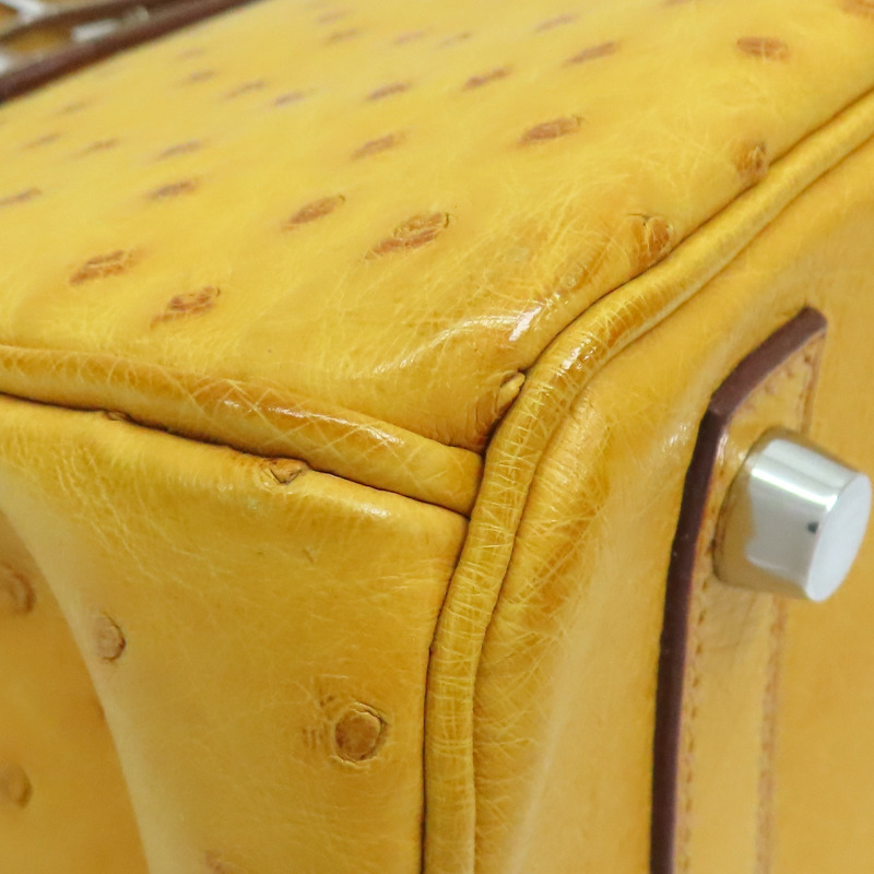 布丁黃 鴕鳥皮 Birkin 30 銀扣 手提包 □K刻【HERMES 愛馬仕】-10