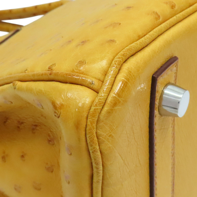 布丁黃 鴕鳥皮 Birkin 30 銀扣 手提包 □K刻【HERMES 愛馬仕】-12