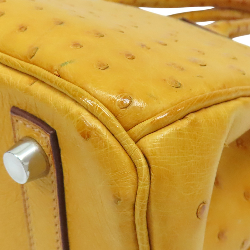 布丁黃 鴕鳥皮 Birkin 30 銀扣 手提包 □K刻【HERMES 愛馬仕】-13