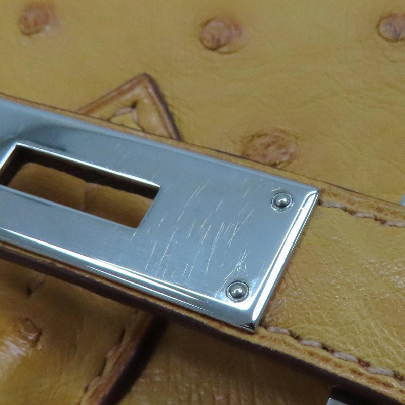 布丁黃 鴕鳥皮 Birkin 30 銀扣 手提包 □K刻【HERMES 愛馬仕】-14