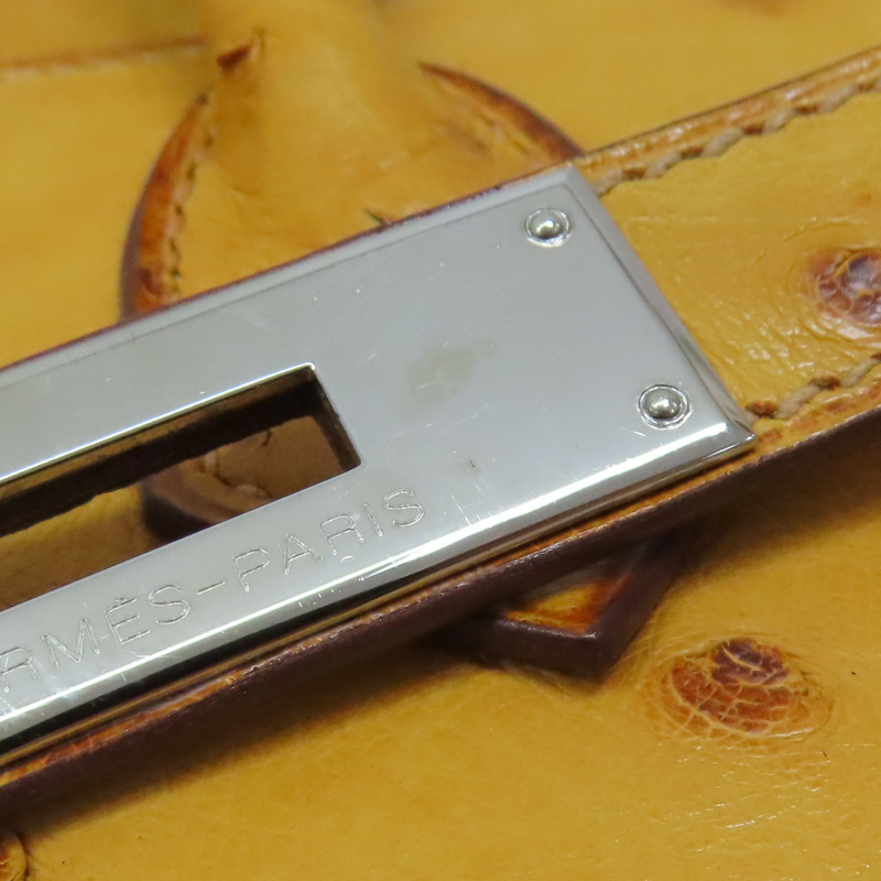 布丁黃 鴕鳥皮 Birkin 30 銀扣 手提包 □K刻【HERMES 愛馬仕】-15