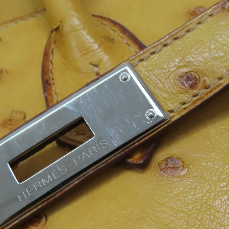 布丁黃 鴕鳥皮 Birkin 30 銀扣 手提包 □K刻【HERMES 愛馬仕】-16