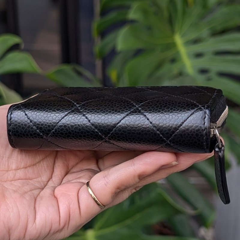 Chanel香奈兒經典菱格魚子醬小牛皮零錢包-2